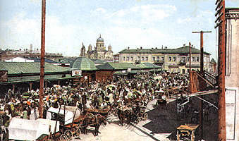 Мелочной базар. Иллюстрация из книги С.Медведева "Иркутск на почтовых открытках".